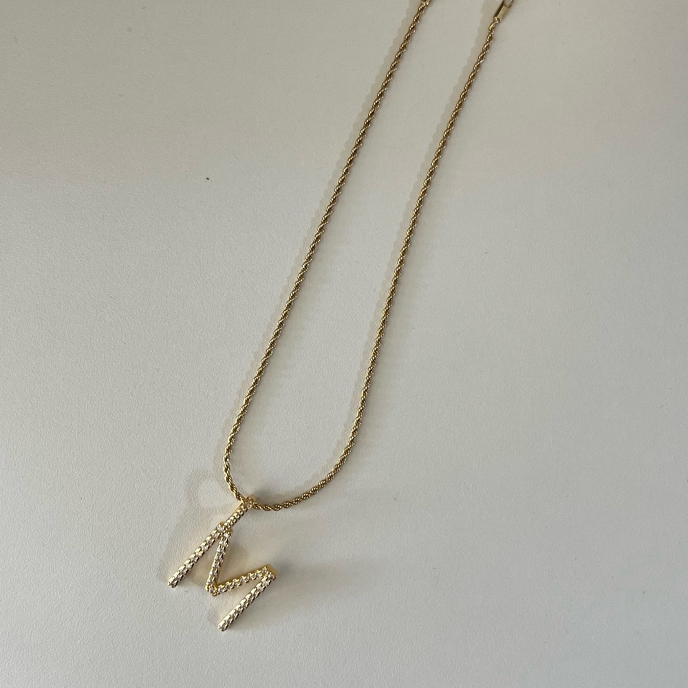 Gold Initial 'M' Pendant Necklace